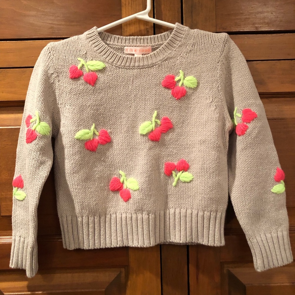 Lisa Todd toddler size Cherry pick embroidered sweater.